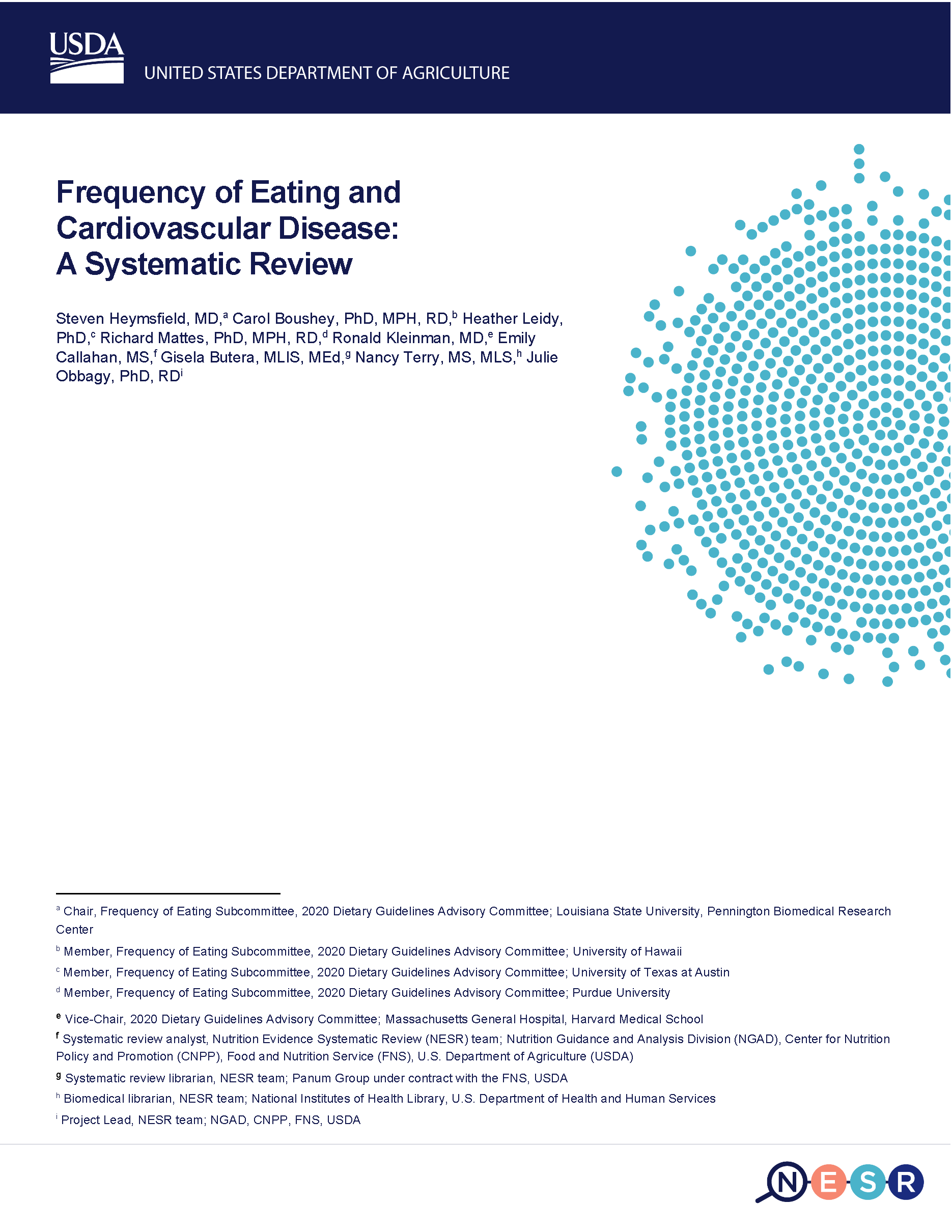 Cover of frequency of eating and cardiovascular disease report