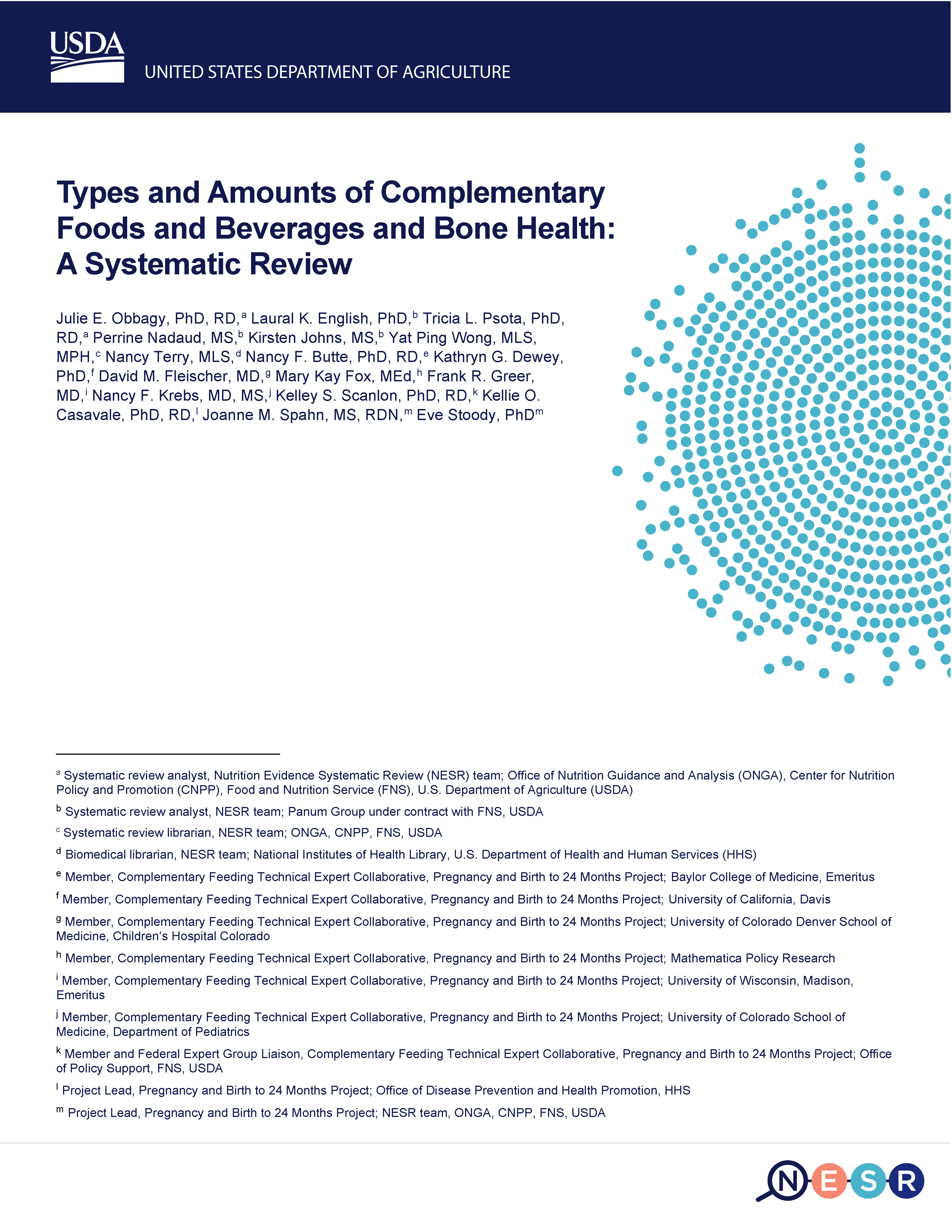 Cover of Types and Amounts of CFB and Bone Health Report